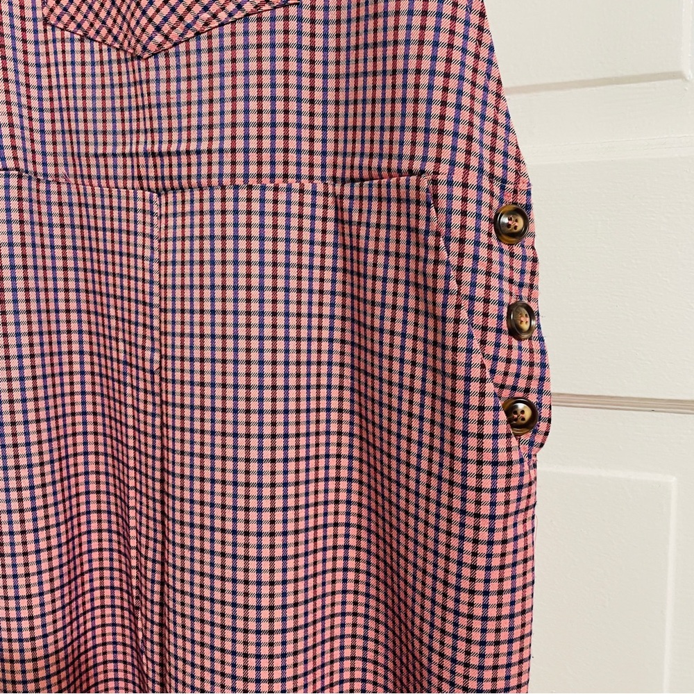 NWT Anthropologie FRNCH Pink Purple Paris Plaid Tapered Jumpsuit Overalls - Picture 6 of 12